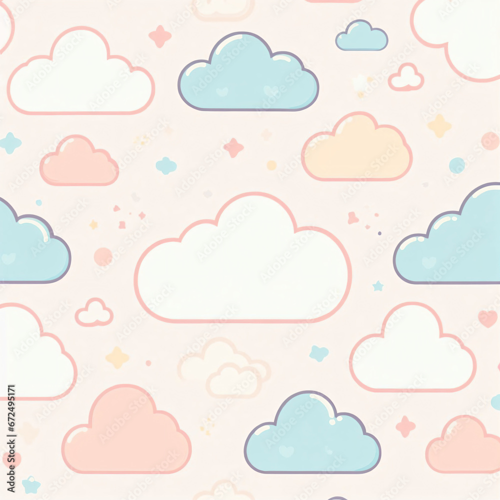 seamless pattern with clouds - Generative AI