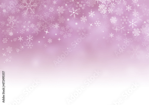淡いピンク紫の幻想的な空間にキラキラと舞う氷の結晶