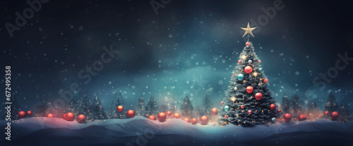 Christmas tree on a background with copy space.