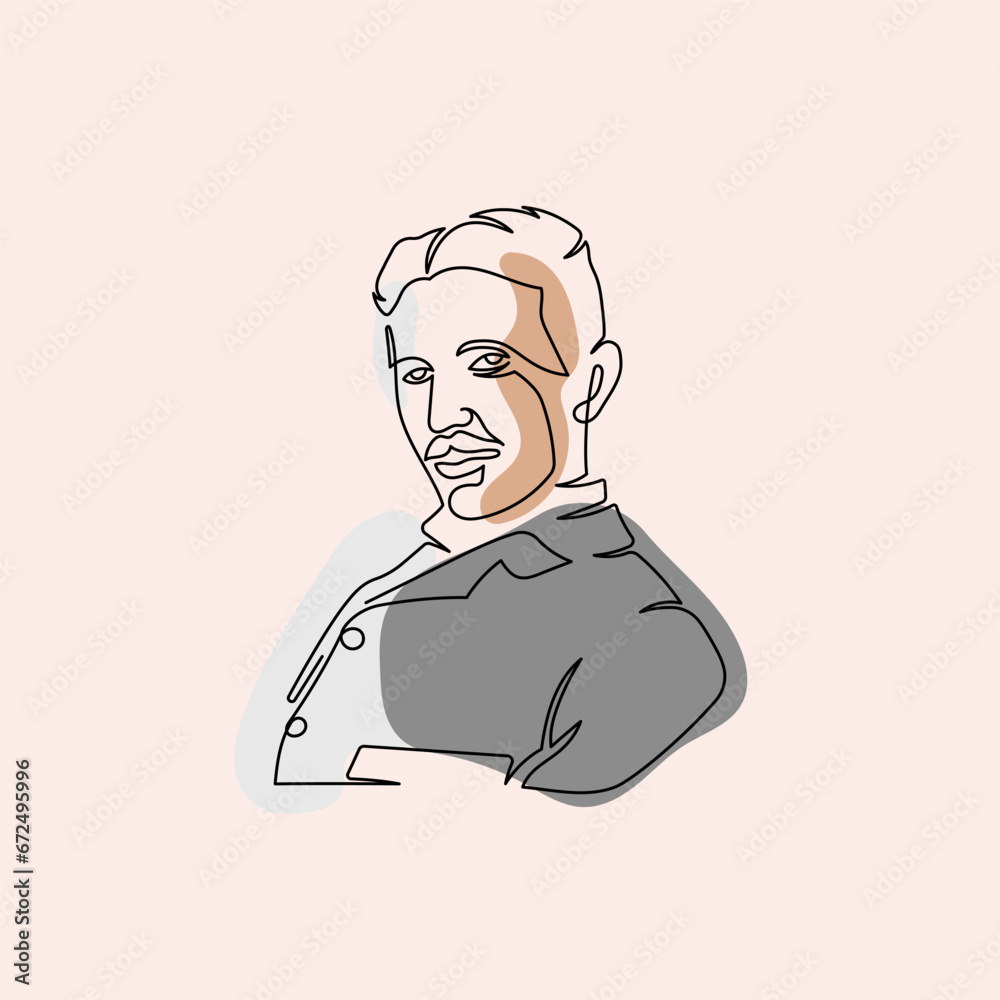 Nikola Tesla Line Art Character Nikola Tesla Line Art Character