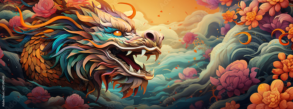 Chinese new year , year of the dragon background copy space concept