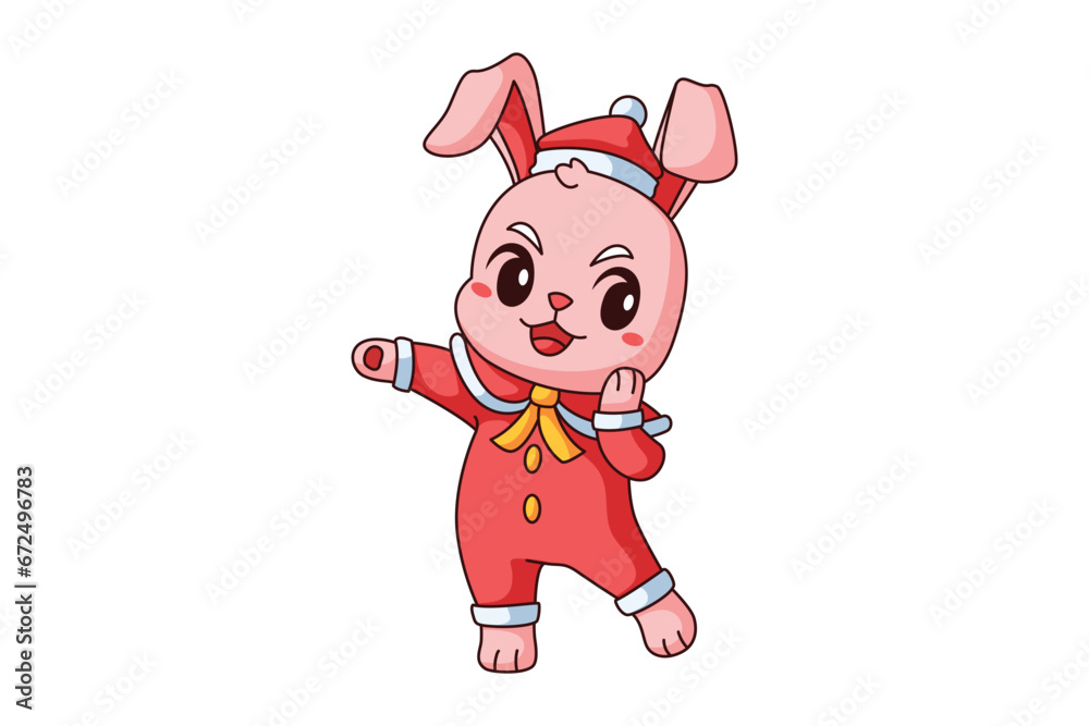 Cute Christmas Rabbit Cartoon Character Design Cute Christmas Rabbit Cartoon Character Design
