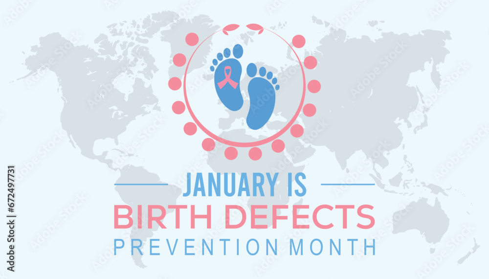 Obraz premium Vector illustration on the theme of National Birth Defects Prevention month observed each year during January.banner, Holiday, poster, card and background design.