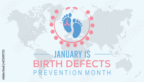 Vector illustration on the theme of National Birth Defects Prevention month observed each year during January.banner, Holiday, poster, card and background design.