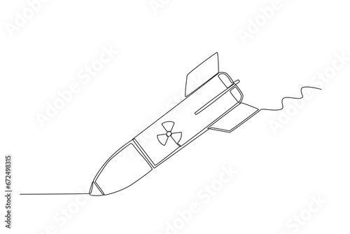 A destructive nuclear rocket. Nuclear weapon one-line drawing