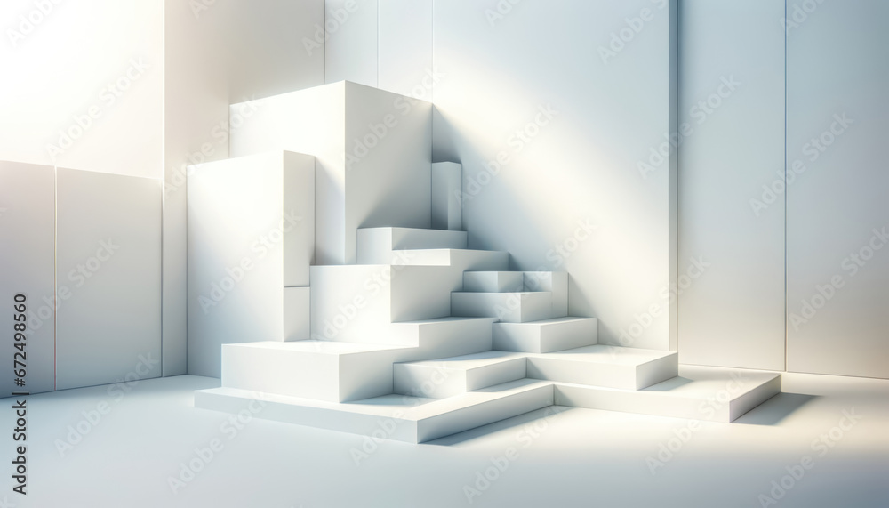 Abstract white architecture background with geometric shapes. Minimalistic design, 3d render illustration. Generative ai. Abstract white architecture background with geometric shapes. Minimalistic design, 3d render illustration. Generative ai.