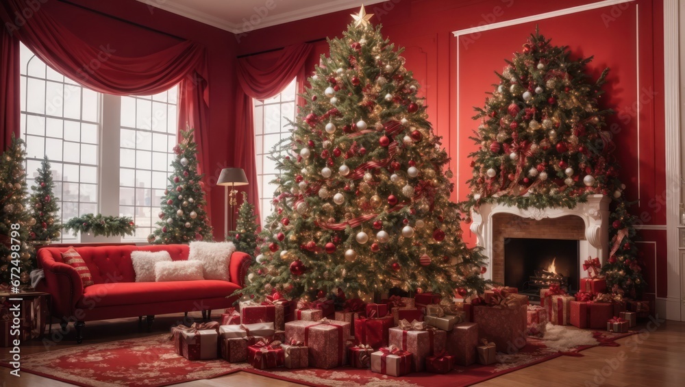 Obraz premium Christmas Tree Decoration Background