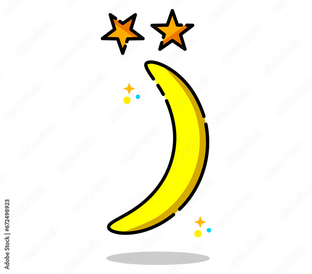 Crescent moon and stars with some decorations, vector illustration, no background. Crescent moon and stars with some decorations, vector illustration, no background.
