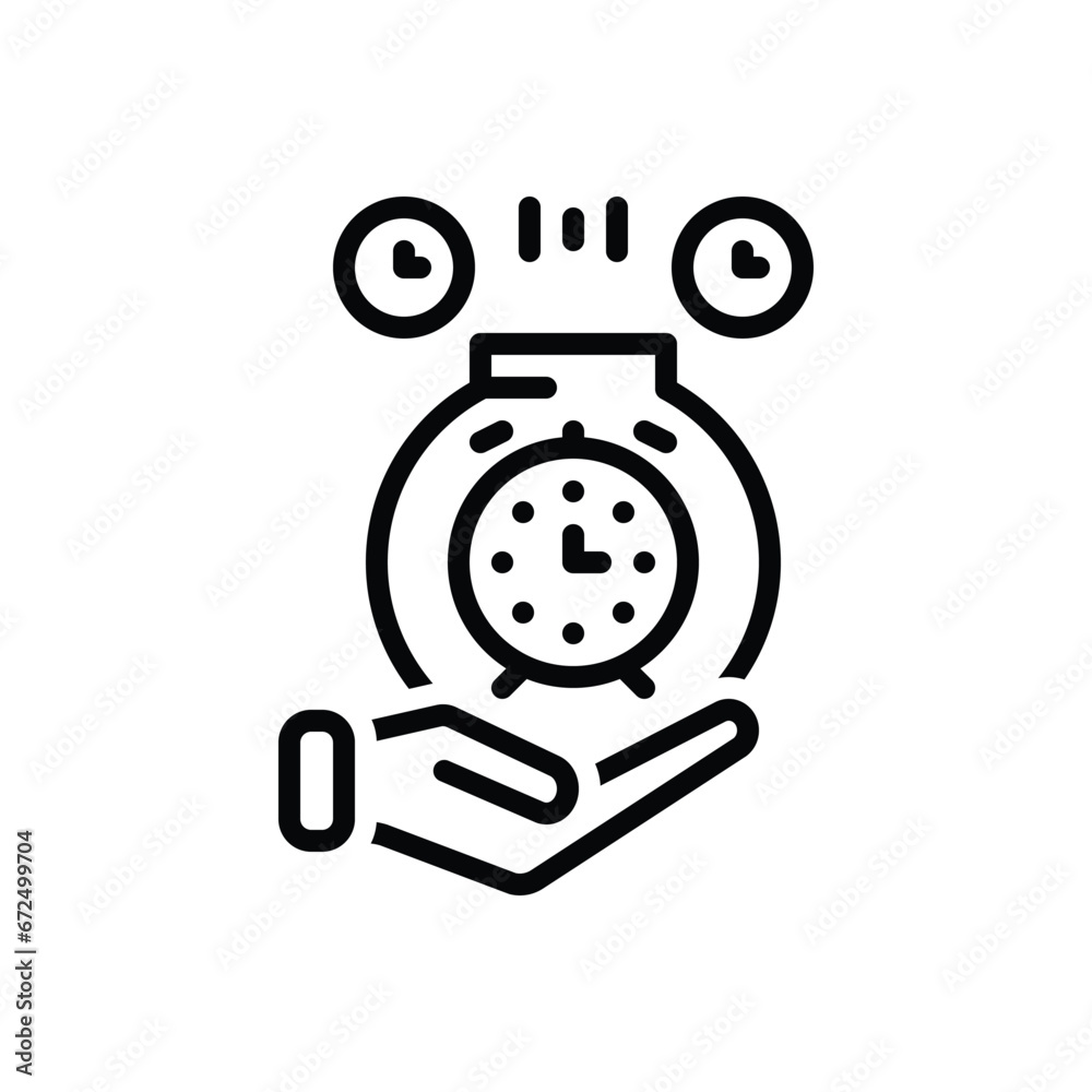 Black line icon for time saving Black line icon for time saving