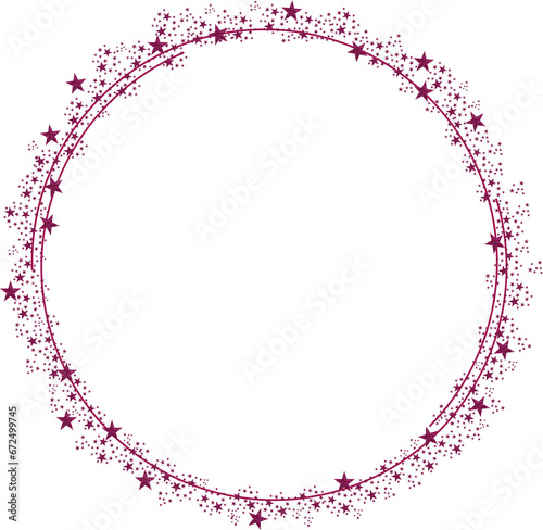 Pink Fuchsia Circle Frame with stars Glitter 1