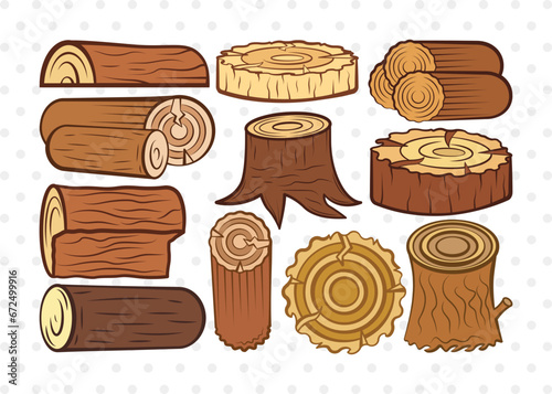 Wood Log Clipart SVG Cut File | Wood Svg | Tree log Svg | Tree Rings Svg | Growth Rings Svg | Wood Log Bundle 