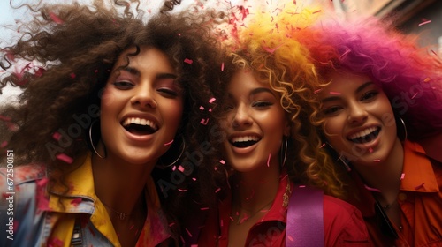 Happy People Crowd Partying Under Colorful ,Bright Background, Background Hd