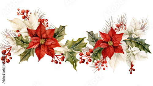 christmas border watercolor vector