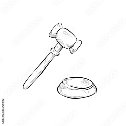 judge's gavel handdrawn illustration