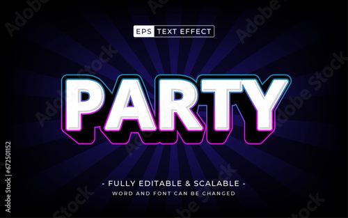 party 3d text effect and editable text, template 3d style
