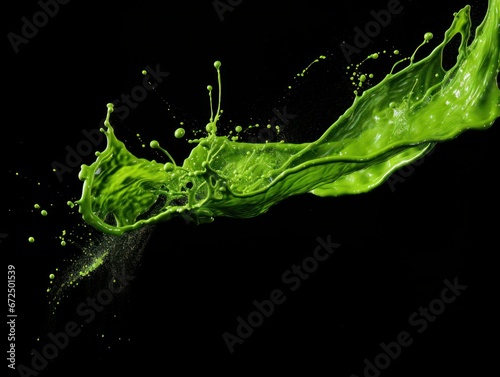 green paint splash on black background