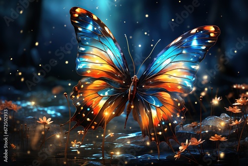 background with butterflies and stars © Man888