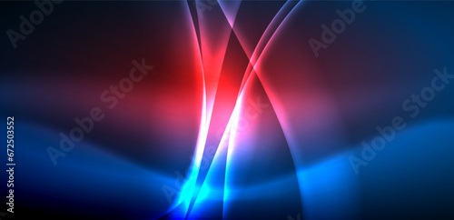 Dynamic waves in ethereal glow of neon lights. Concept merges fluidity of motion with vibrant allure of neon, crafting entrancing backdrop that embodies both vitality and futuristic sophistication