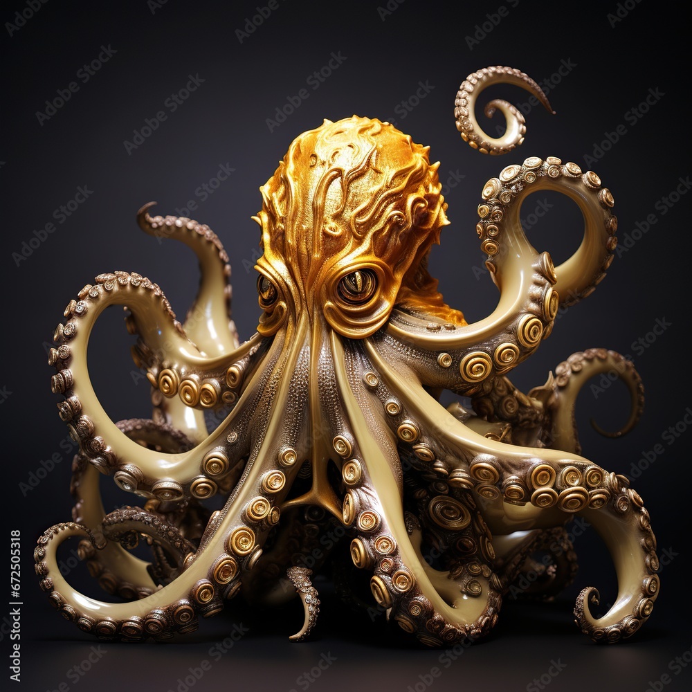 Obraz premium Golden Octopus Intrigue