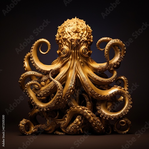 Wallpaper Mural Golden Octopus Intrigue Torontodigital.ca