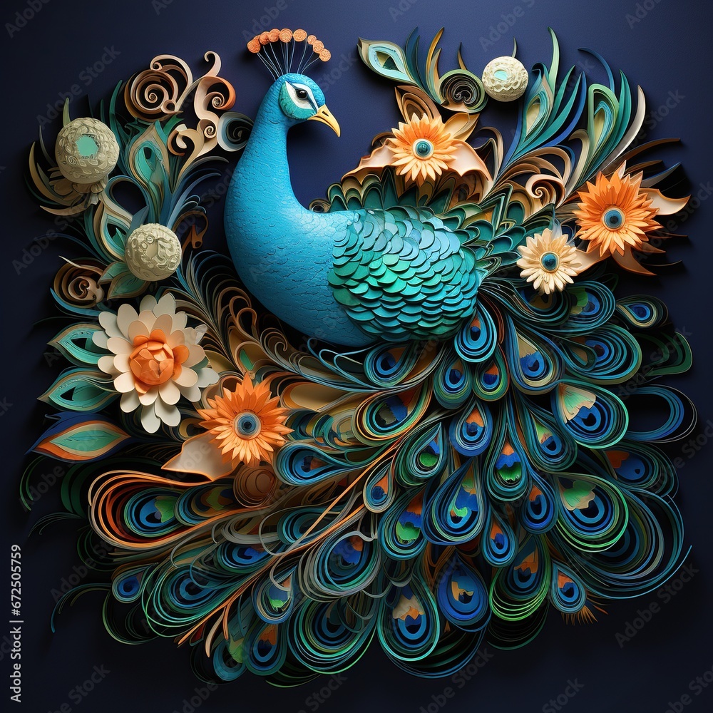 peacock feather and bird peacock feather and bird