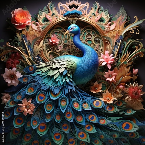 peacock in the temple