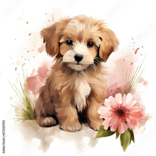 puppy with flowers