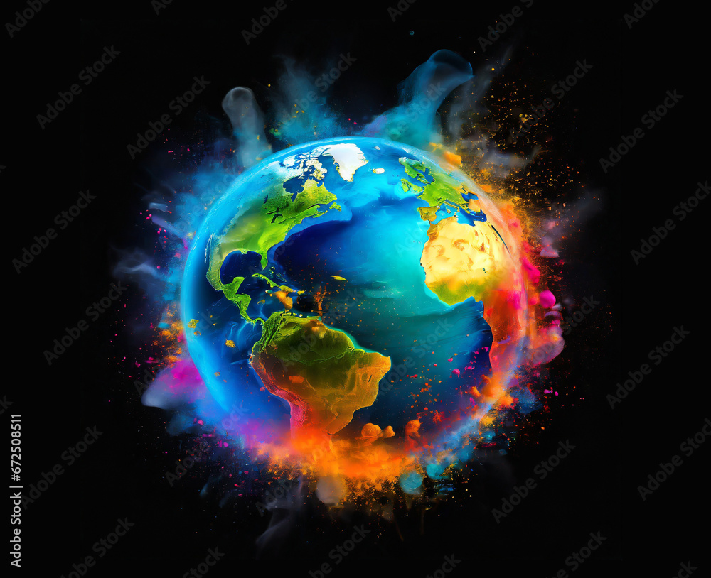 illustration of earth with a lot of pollution in vibrant colour isolated on dark background illustration of earth with a lot of pollution in vibrant colour isolated on dark background