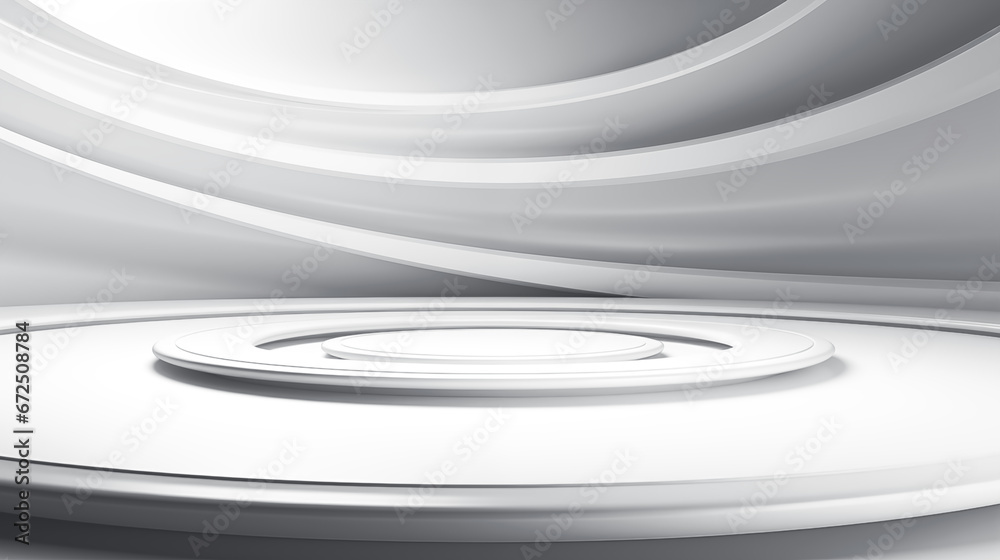 Fototapeta premium Abstract white and gray color background with circle shape and wave line pattern, 3D illustration.
