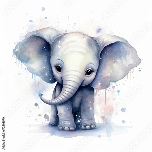 Watercolor painting of an elephant, AI-generated.