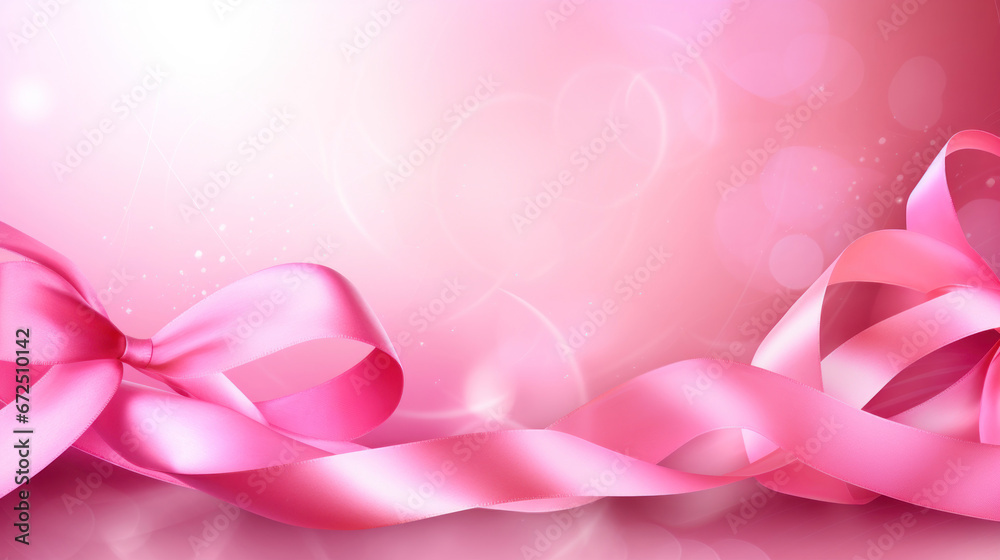 Pink ribbon over pink background. Design creative for International Women's Day, breast cancer awareness, Mother's day, Valentine's Day. Concept design for ad, social media, flyer. Generative AI Pink ribbon over pink background. Design creative for International Women's Day, breast cancer awareness, Mother's day, Valentine's Day. Concept design for ad, social media, flyer. Generative AI