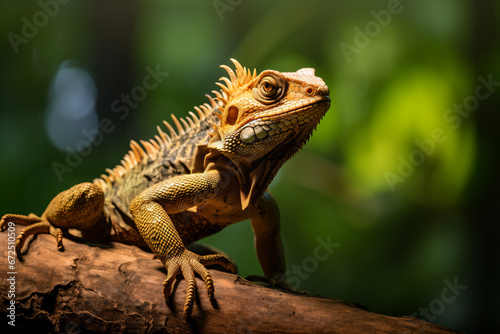 a lizard sitting on a branch in the sun 