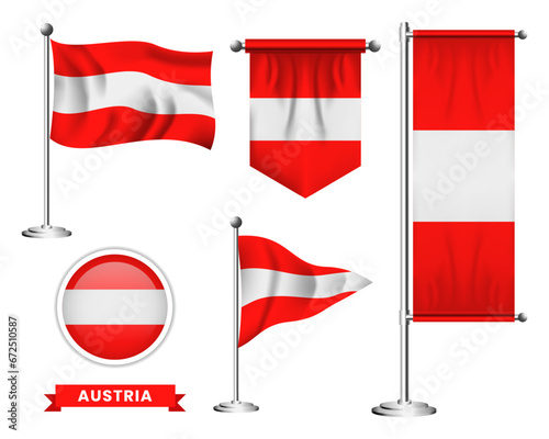 vector set of the national flag of austria in various creative designs Free Download vector set of the national flag of austria in various creative designs - GFXLoad