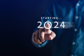 Starting New year with ambition 2024 and countdown merry christmas and happy new year, Planning and challenge strategy in new year 2024 Concept.