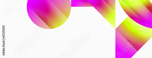 Serene gradient template. Circles and triangles mingle in minimalist perfection. Gentle fusion of forms and hues creates balanced yet captivating backdrop, embodying modern sophistication