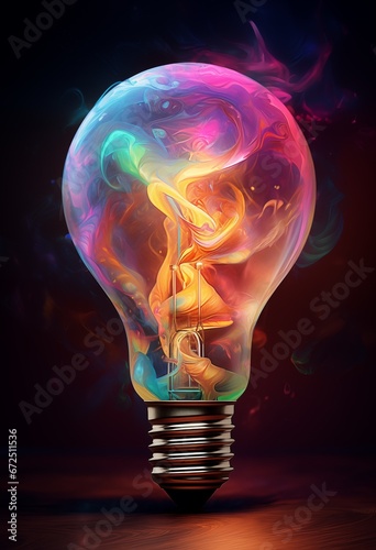 light bulb with a colorful splash of paint in the style of digital art wonders