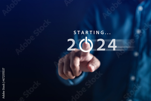 Starting New year with ambition 2024 and countdown merry christmas and happy new year, Planning and challenge strategy in new year 2024 Concept. photo
