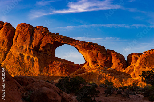 Skyline Arch at Sunset, in arches National Park