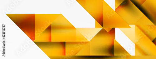 Vivid abstraction unfolds. Triangles in seamless harmony, composing dynamic geometric backdrop. Interplay of angles and hues forms captivating tapestry, evoking modernity and artistic allure