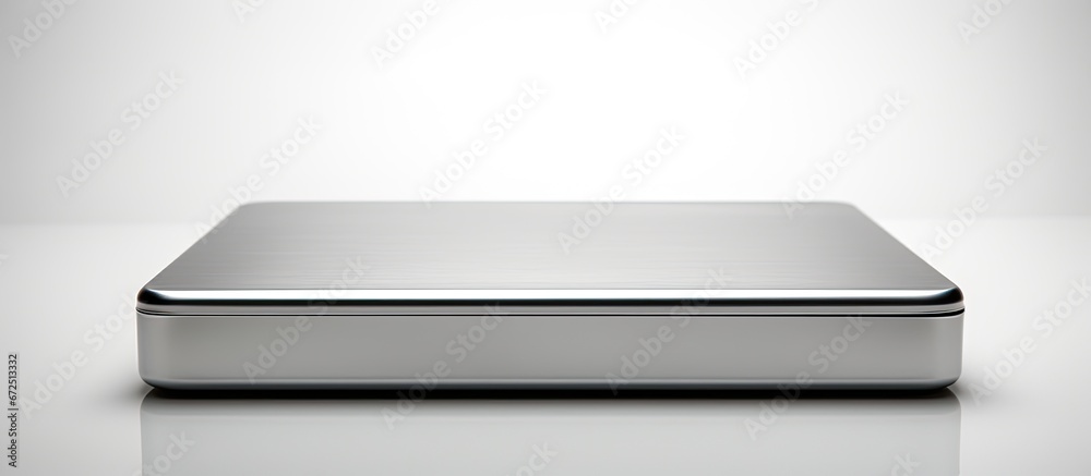 White background with a metal case White background with a metal case