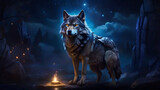 Captivating the Essence of Magic: A Mystical Wolf at Night