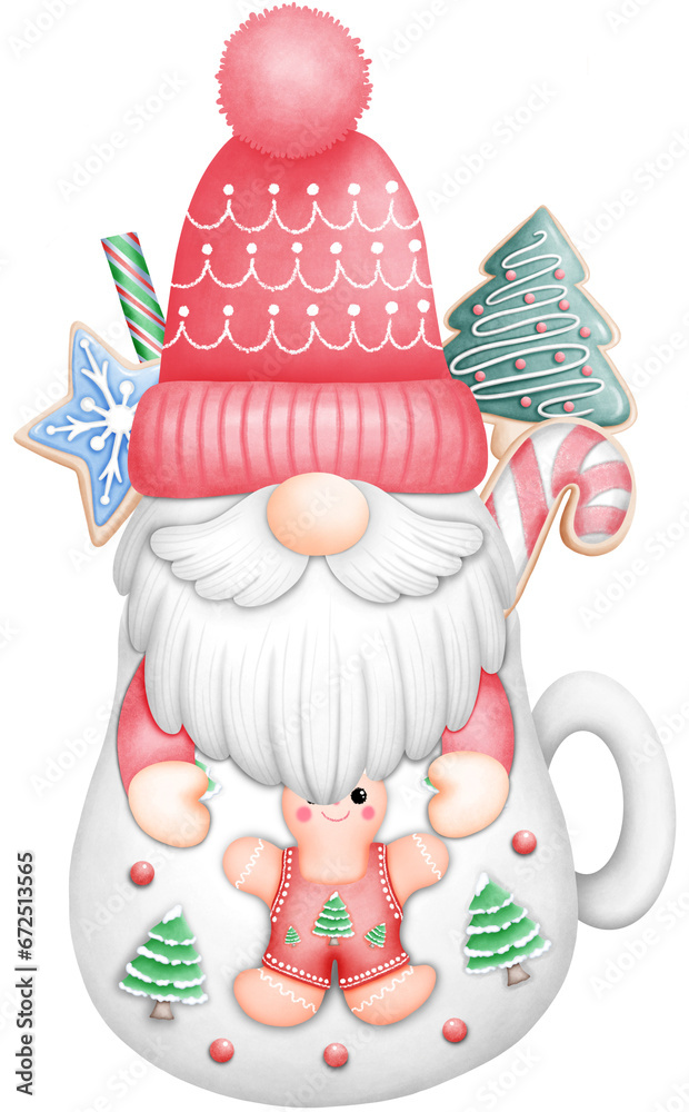 watercolor Winter gnome illustration is a beautiful and festive depiction of this popular holiday character