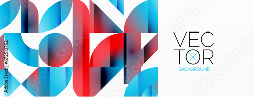 Abstract masterpiece formed by delicate interplay of circles, squares, and triangles. Geometric elements converge in harmonious chaos, evoking sense of modern creativity. Symphony of shapes