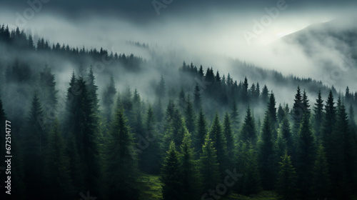 a forest with a mountain in the background © WapTock