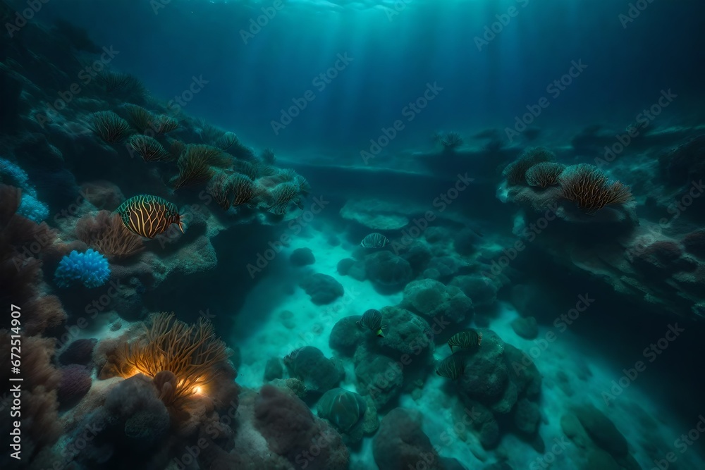 Fototapeta premium coral reef and diver