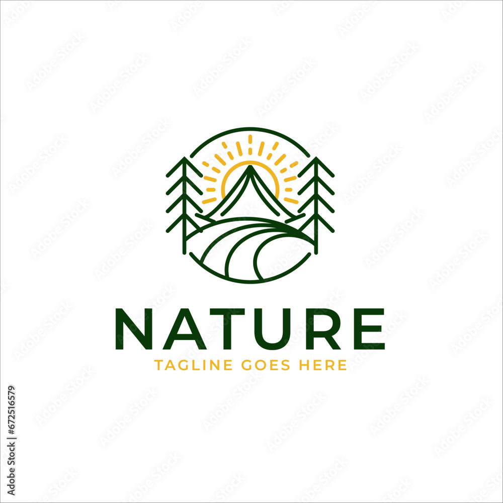 Tourist Camp Nature Logo Design Concept Vector Illustration Symbol Icon Tourist Camp Nature Logo Design Concept Vector Illustration Symbol Icon