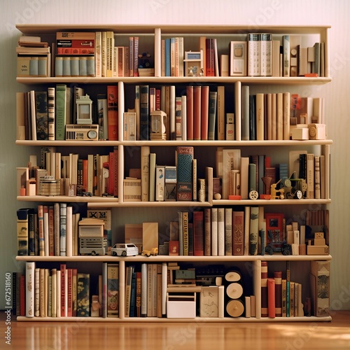 AI generated shelf with books