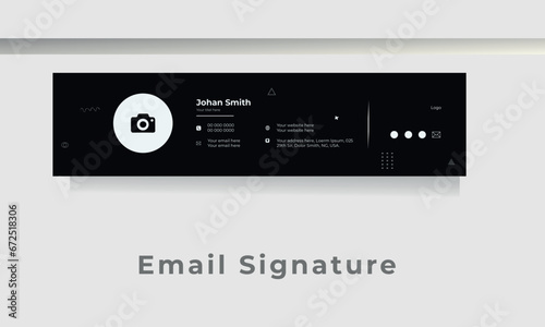 Modern and minimalist email signature or email footer template in black color 