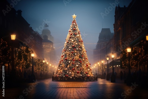 Christmas Tree Merry Xmas Winter Festive Decorations Outdoor Restaurants Area Avenue Shopping Mall photo