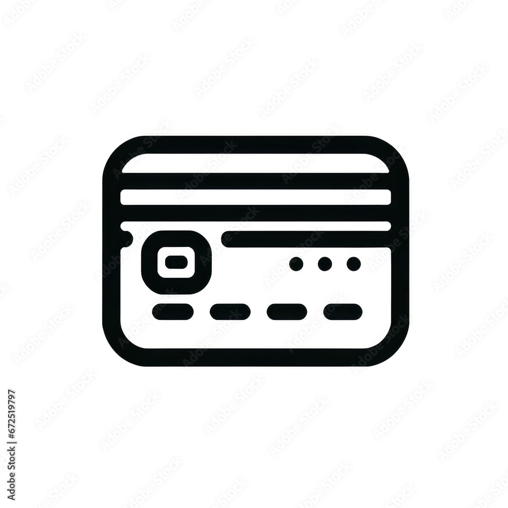 Minimalist Black Outline Credit Card Icon - Simplified Modern UI Design Element on White Background